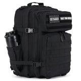 WOLFpak 45L Tactical Gym Backpack (Alpha Black) Durable 1000D Waterproof Oxford Material with MOLLE Webbing, Laptop Pocket & Dual Cup Holders, Durable Fitness/Travel/Military Daypack