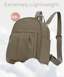 VASCHY Small Backpack for Women, Lightweight Travel Purse for Women, Waterproof Mini Backpack for Hiking, Work & Daily Use – Nylon Casual Daypack Handbag Brown