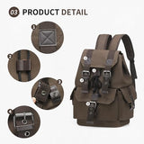 SUIKIHUM Vintage Canvas Backpack for Men Women, Durable Casual Daypack, Large Capacity Travel Rucksack Fits for Hiking and Daily Use (Coffee)