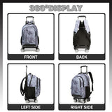 HTgroce Rolling Backpack with Wheels for Boys Roller Wheels Backpacks Big Kids Laptop Luggage Travel Suitcase for Teen Boys