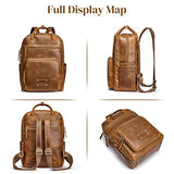 S-ZONE Vintage Genuine Leather Backpack Purse for Women Men Rucksack Travel Daypack with Luggage Sleeve