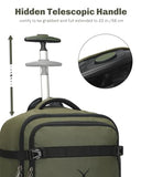 Hynes Eagle Rolling Backpack 42L Backpack with Wheels Airline Approved Carry on Luggage Laptop Travel Suitcase Bag for Women Men Dark Green