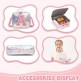 Meetbelify Backpack for Girls Backpack with Lunch Box Pencil Case for Elementary Student Kids School Bag for Girls Ages 6-8 Years Old Pink A
