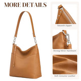 S-ZONE Leather Tote Bag for Women Medium Crossbody Handbags Shoulder Hobo Purse with 2 Removable Straps, Brown