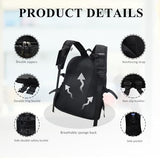 MOVOYEE Backpack for Men Travel Women Work Hiking Casual Daypack Backpacks Teens Girls Boys Kids BookBag,Anti Theft Carry On Clear Backpack,Cute Ita Bag with Pin Display Adjustable Strap Black