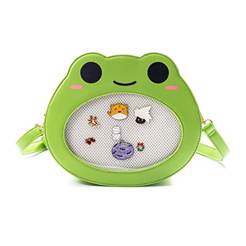 Elallin Cartoon Frog Cute Bag Ita bag Crossbody Purse Backpack for Women (Green)
