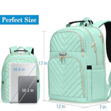 Kuosdaz Backpack for Men Women, School Backpack for Boys Girls, 15.6 Inch Quilted Laptop Backpack, Large High School Bookbags for Teens, Teal