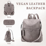 RAVUO Backpack Purse for Women, Fashion Anti Theft Leather Purse Convertible Ladies Shoulder Bag Handbag with Guitar Shoulder Strap,Grey