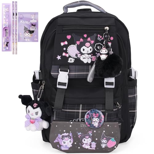 Juju Black Kawaii Backpack - Cute Kawaii Stuff Mochila Kawaii - Cute Backpacks For Girls - Backpacks For School Girls - Cute Backpack For School (Bla)