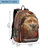 senya Fox Backpack for Boys Girls, Autumn Maple Leaf Fox Backpack Students Bookbag Daypack for School Primary Teens, A01E23034