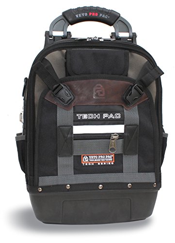 Veto Pro Pac Tech Pac Tool Backpack – Heavy-Duty Weatherproof Tool Bag with 46 Pockets, Waterproof Molded Base & Ergonomic Padded Straps & EVA Back Padding for Technicians and Contractors