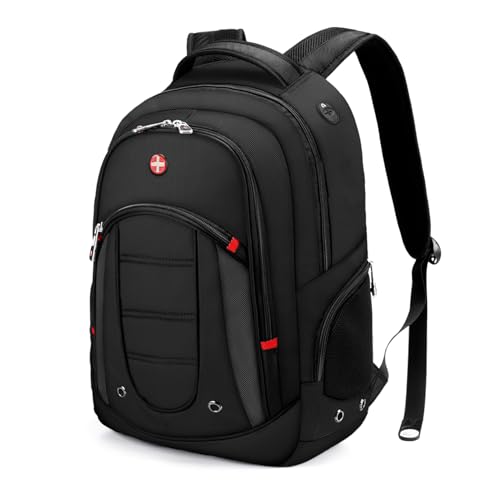 CROSSGEAR Large Travel Laptop Backpack, Water-resistant Daily Backpacks, Fits 17.3" Laptop, Durable Business Computer Bookbag Office Laptop Bag with Charging Port Gift for Men Trave Essentials