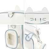 Lifelix White Ita Bag with Clear Window, Cat Backpack Kawaii Pin Display Crossbody Bag, Y2K Anime Purse for Pins