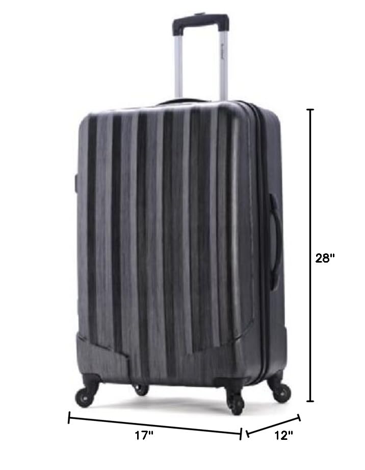 Rockland Santa Fe Hardside Spinner Wheel Luggage Set, Carbon, 3-Piece Set (20/24/28)