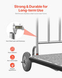 VEVOR Luggage Cart, 600 LBS Load Capacity, 3 Wheel Stainless Steel Bellman Cart, Valet Kart with Grey Carpeted Deck and Rubber Wheels, Ideal for Convention Centers, Hotels, Rental Properties, Silver