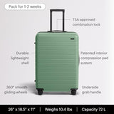 Away Medium Checked Luggage - 26-Inch Lightweight Hardside Suitcase with Custom WhisperGlide 360° Wheels, Interior Compression System, TSA-Accepted Lock - Sea Green