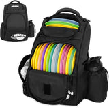 FREEAMG Disc Golf Bag Holds 25+ Discs, Large Capacity Golf Bags with Mutiple Pockets, Durable Disc Golf Backpack, Disc Golf Accessories or Great Gifts for Men (Black)