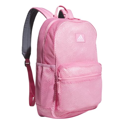adidas Hermosa Mesh See-Through Backpack – Festival Concert Stadium Beach Bag, 29L, Bliss Pink/2, OSFA
