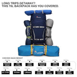 MOUNTAINTOP 70L Internal Frame Backpack Camping Backpacking Hiking Backpack for Men Women with Rain Cover,Sapphire Blue