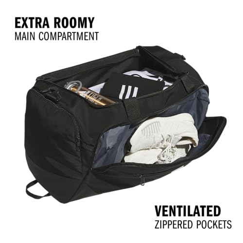 adidas Defender 5 Duffel Bag for Sports, Gym and Travel, Black/Silver Metallic, OSFA