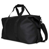 RAINS Hilo Weekend Bag - Black Waterproof Travel Duffel for Men and Women - Black Duffle with Coated Zip, Compression Straps, Adjustable Strap - 2 Year Warranty