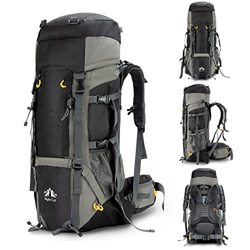 Night Cat Camping Backpacks 90L with Internal Frame Hiking Backpack for Men Women Waterproof Lightweight Breathable Outdoor | Backpacks4Less