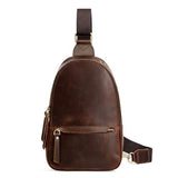 S-ZONE Leather Sling Bags for Women Men, Fanny Packs, Small Crossbody Purse Chest Bag with RFID Blocking