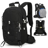 Outplea Small Cycling Backpack with Helmet Holder for Men Women, 15L Waterptoof Lightweight Hiking Backpack with Chest Strap & Waist Pocket for MTB Biking, Black