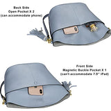 S-ZONE Women Small Cow Split Genuine Leather Crossbody Bucket Bag Shoulder Purse Handbag