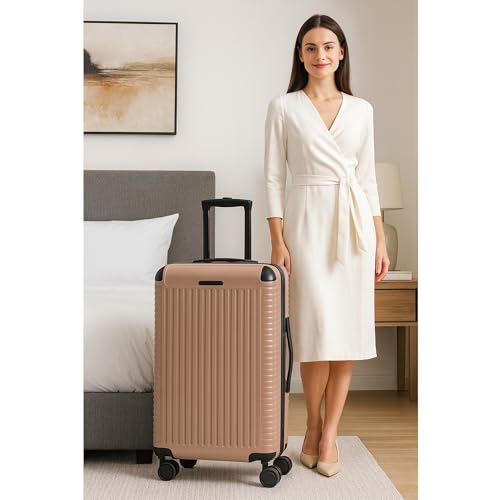 World Traveler Dejuno Abrams 28-Inch Lightweight Hardside Spinner Luggage - Pink