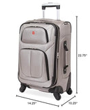 SwissGear Sion Softside Expandable Luggage – Carry-On Suitcase with 360 Degree Wheels & Retractable Handle – 21 Inch, Perfect for 1-3 Night Trips – Pewter