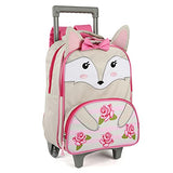 Tilami Toddler Rolling Backpack 16 inch Kids Wheeled Backpack Boys Girls Travel School Children Luggage Toddler Trip, Fox