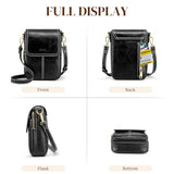 S-ZONE Vegan Leather Small Crossbody Bags for Women Trendy Cell Phone Purses Womens Wallet with Adjustable Strap Card Slots