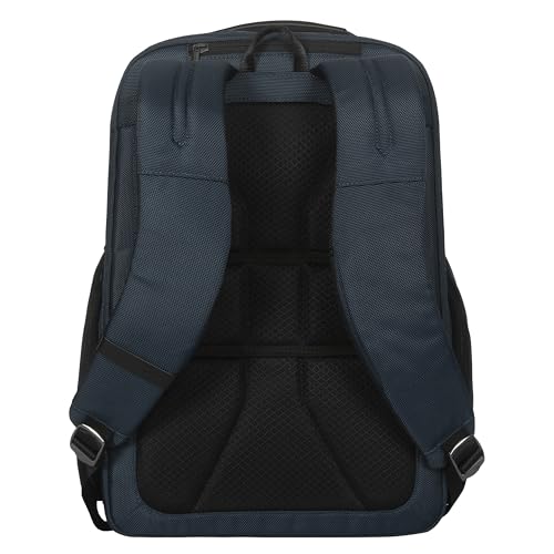 Targus HeritageLuxe Backpack 15-16” – Blue Laptop Bag with SafeSling Protection, RFID Pocket, USB-C Charging, Tracker Slot, Eco Fabric, Leather Accents - TBB65602GL