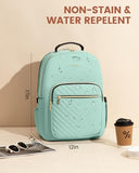 LOVEVOOK Laptop Backpack for Women with Giant Tumbler Holder 15.6 inch,Designer Travel Backpack Laptop Bag College Backpack,Quilted Work Nurse Teacher Backpack Purse Computer Bag Daypack,Mint Green