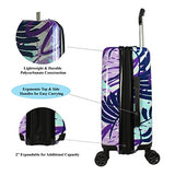 World Traveler VentureX Airline Approved 2-Piece Carry-On Luggage Set – Lightweight Hardside Polycarbonate Suitcase with Spinner Wheels - Tropical Leaves