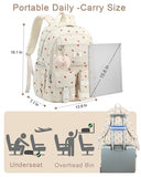 Hidds School Backpack for Teens Girls Women 15.6 Inch Laptop College Backpacks Corduroy Work Bag Kids Elementary Middle High Campus Bookbag Students Pack Travel Daypack Womens - Beige Strawberries