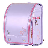 Star-Wind Randoseru Ransel backpack automatic Japanese school bag boys girls leather light weight Rain Cover(Purple)