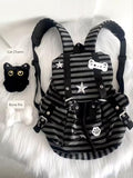YFGBCX Y2K Striped Backpack, Kawaii Coquette Aesthetic Daypack with Cat Charm, Cute Preppy Laptop Backpack for College & Travel