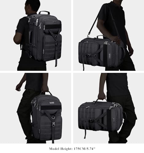 WITZMAN Carry On Travel Backpack for Men Large Convertible 45L Nylon Backpack 3 in 1 Bag and Nylon Sling Bag Travel Crossbody Bag Waterproof Casual Hiking Daypack