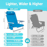 #WEJOY Beach Chair for Adults, Reclining Adjustable Position, Lay Flat Lightweight Folding Portable Aluminum Chair with Backpack Straps,Padded headrest, Heavy Duty 400 lbs Lawn Chair for Beach, Sand