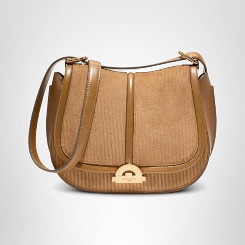 Cole Haan Women's Celenea Saddle Bag, Golden Honey Embossed Suede