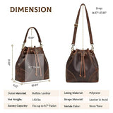 S-ZONE Genuine Leather Bucket Bags for Women Drawstring Crossbody Purses Shoulder Top Handle Handbags with 2 Straps