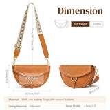 S-ZONE Crossbody Bags for Women Top Grain Leather Shoulder Bag Small Cross Body Purse with Adjustable Wide Strap Cognac