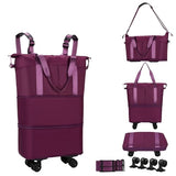 NiceUU Travel Rolling Duffel Bag with Removable Wheels, Expandable Foldable Carry-on Luggage for Trip or Hospitalization, Burgundy Backpack