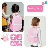 MT WORLD Personalized Toddler Backpack for Girls 5-9 Seersucker Daycare Backpack with Name Preppy Packpacks Kids Bookbags for Daily School Birthday Gifts (Pink)