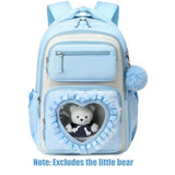 MOONBABY Girls Backpack for School, Kids Bookbag for Ages 6-12, Bowknot Cute Kawaii Ita Backpack With Sweet Heart Pocket, 17 Inches