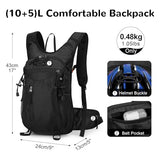 Outplea 15L Cycling Backpack with Helmet Buckle for Men Women, Small Waterproof Lightweight Bike Hiking Backpack with Chest Strap for MTB Biking Climbing, Black