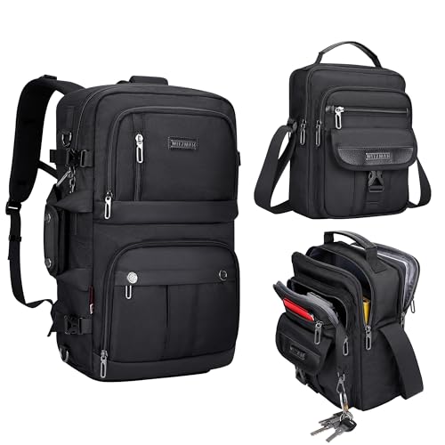 WITZMAN Carry on Travel Backpack for Men Women Laptop Backpack with USB Charging Port Airline Approved and Crossbody Bags Shoulder Bag Lightweight Casual Messenger Bag
