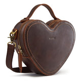 S-ZONE Leather Crossbody Bags for Women Heart Shaped Purse Small Designer Fashion Handbag with Adjustable Strap